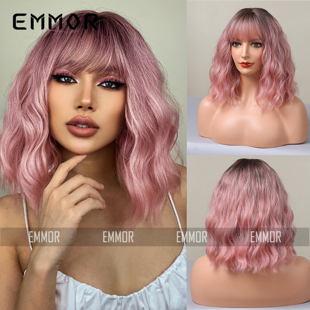 Trendy Hot-Selling Wig for Women, Cute Style, Blonde Bob Short Curly Hair, Factory Stock, Matte High-Temperature Fiber Full Wig