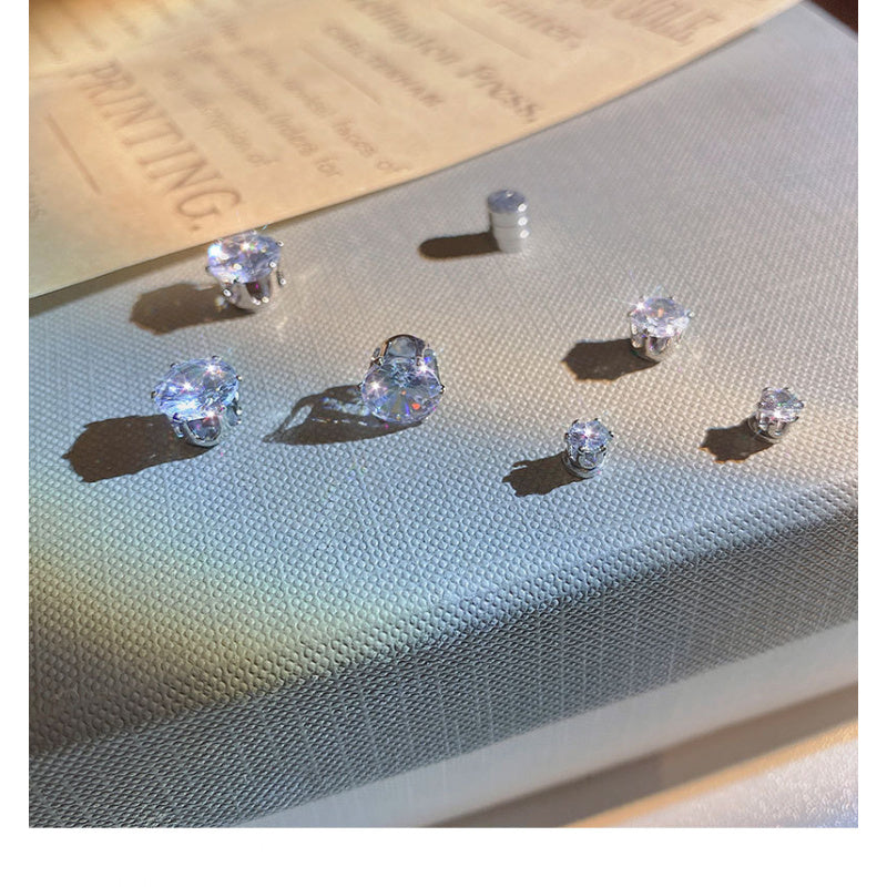 Non-Pierced Magnetic Zircon Ear Studs Design Sense Niche Temperament Magnetic Earrings for Women Hot Style Internet Celebrity Ear Jewelry