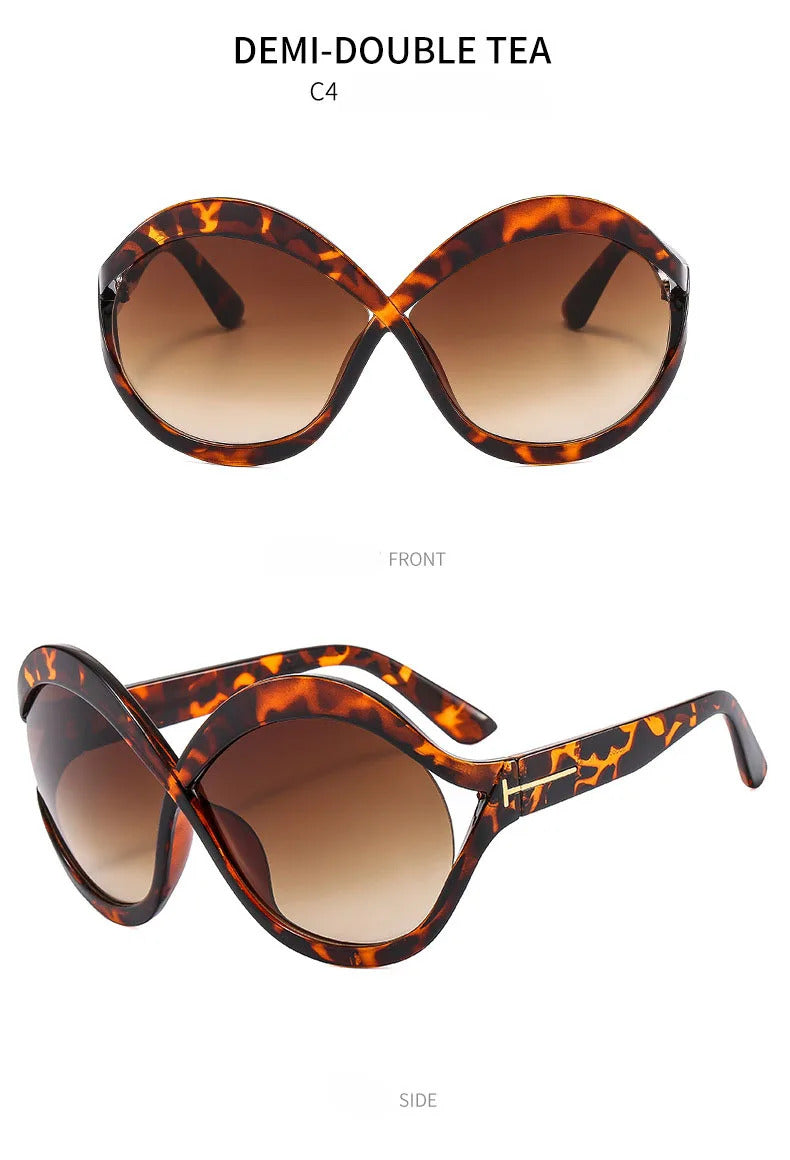 Luxury Oversized Round Sunglasses Goggle New Brand Designer Women Sun Glasses Trends Punk Shades Eyewear Eyeglasses Oculos