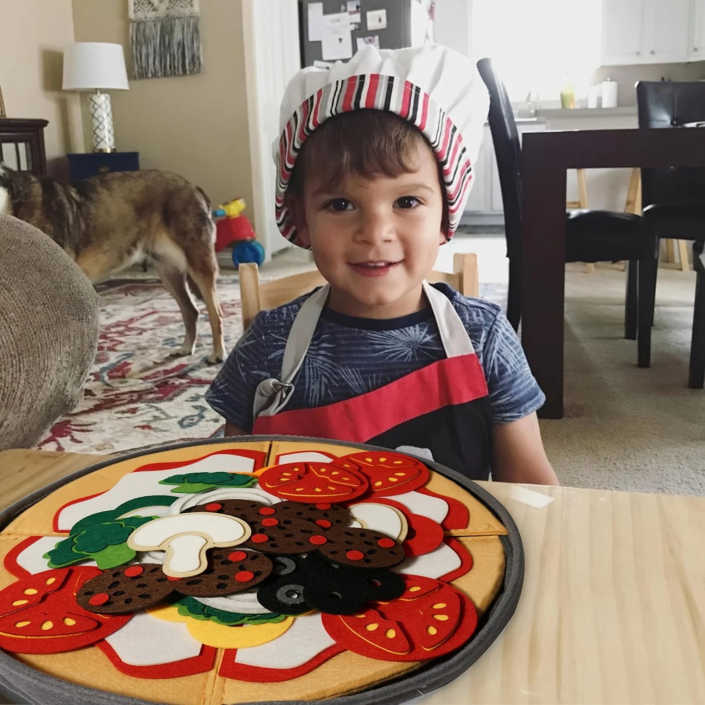 41-Piece/SET Felt Pizza Playset For Kids - Interactive Kitchen Toy Set  For Boys & Girls, Birthday Christmas Gift For Ages 3-6