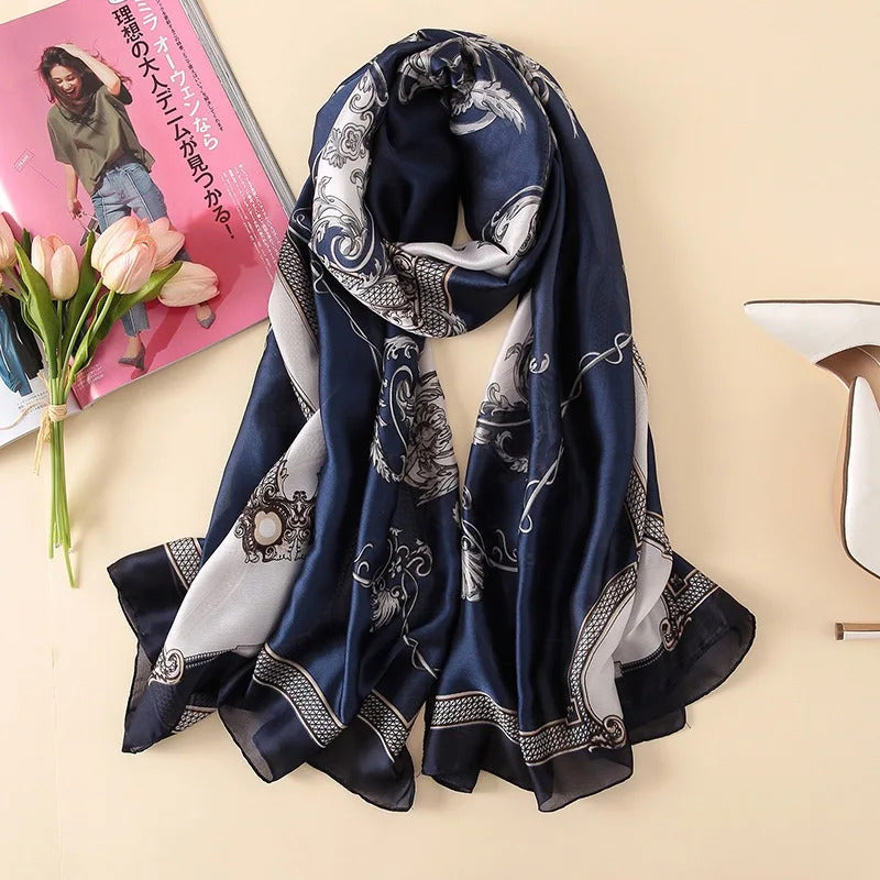 Spring Scarf Women's Luxury Design Polyester Material Smooth Scarf Soft Shawl Beach