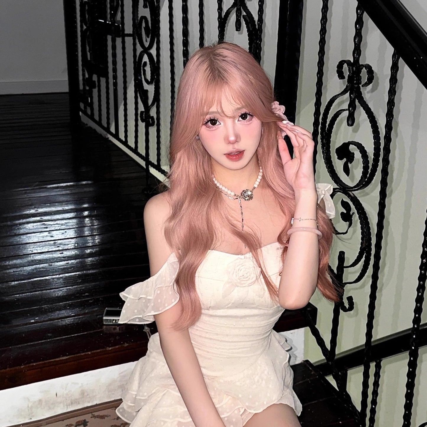 Pink Wig for Women Long Hair Natural Realistic Full Wig Lolita Long Curly Hair Big Waves Fashion Sweet Wig