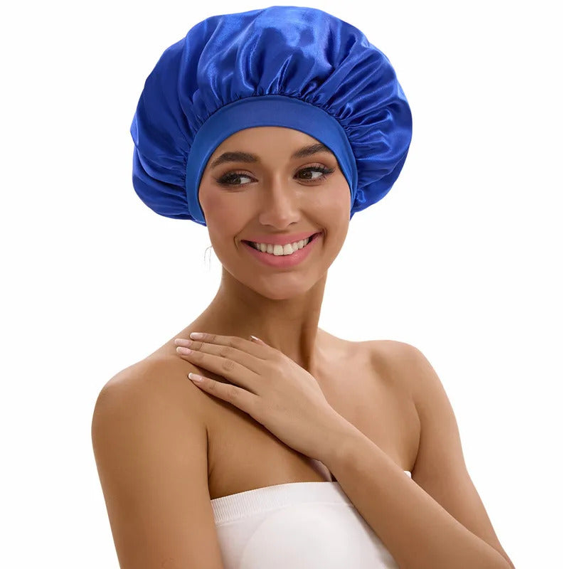 Satin Bonnet with a Wide Brim Perfect for Everyday Use During Showers.
