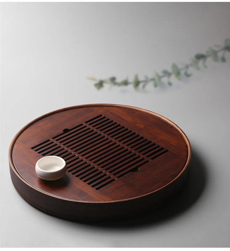 Large Capacity Water Storage Bamboo Tray Delicate Round Tea Board Chinese Tea Set Trays Decorative Traditional Tea Accessories