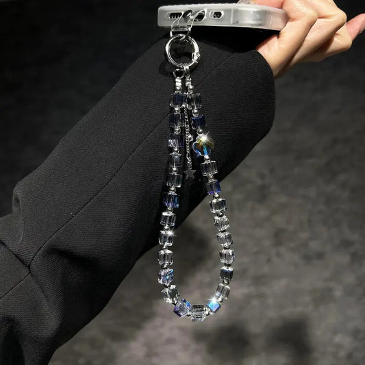 Glitter Diamond Short Mobile Phone Lanyard Sugar Crystal Beaded Mobile Phone Chain Phone Charm Cool Lanyard