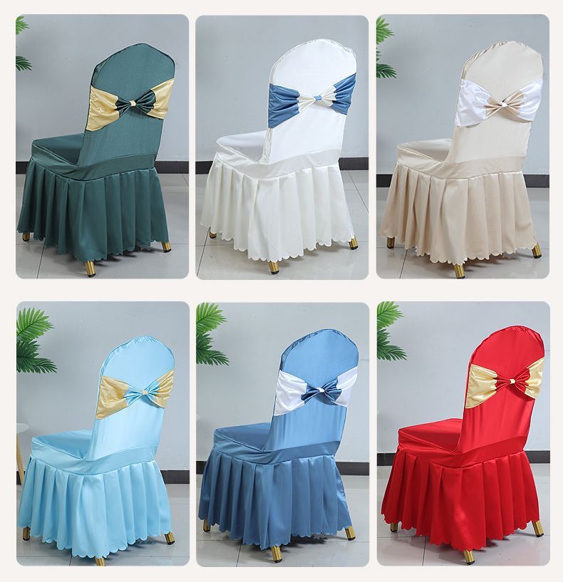 Hotel Restaurant Banquet Chair Cover Dining Chair Seat Stool Bench Wooden Chair Universal Chair Cover with Bowknot