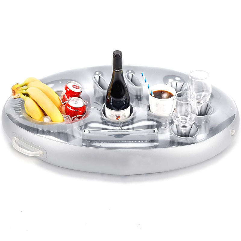 New Inflatable PVC Water Ice Bar Self-Service Ice Plate Party Floating Portable Drink Holder Porous Coaster Tray