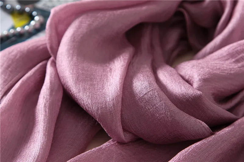2023 Luxury Brand Women Fashion Scarf Plain Solid Silk Linen Shawls Scarves Summer Lady Bandanas Pashmina Foulard Hijab 180*90Cm
