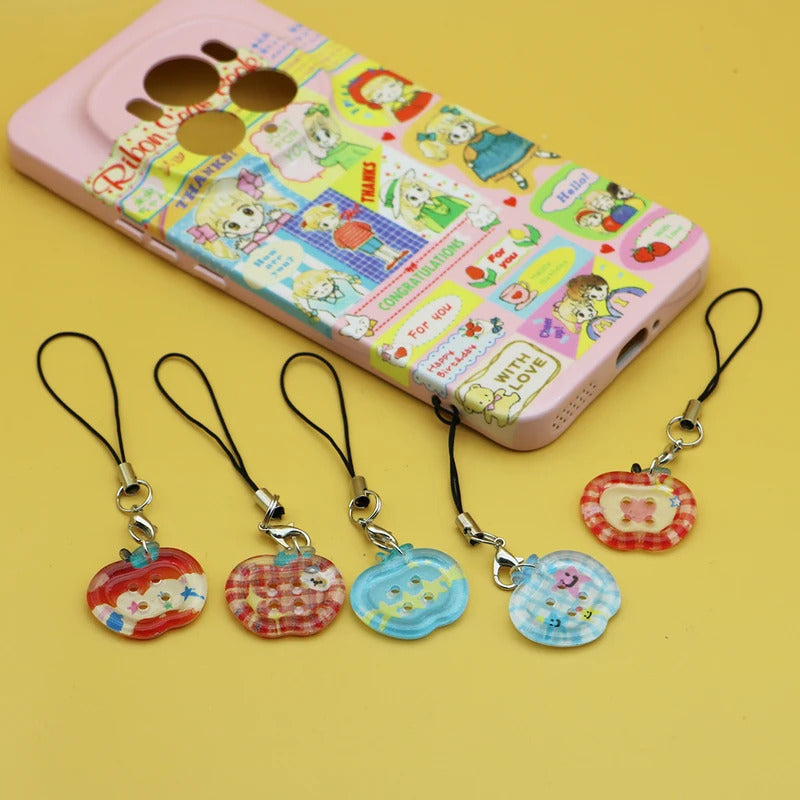 Clear Apple Keychain Phone Charms Printed Design Pendants INS Style Bag Phone Case Accessories for Friends Couples