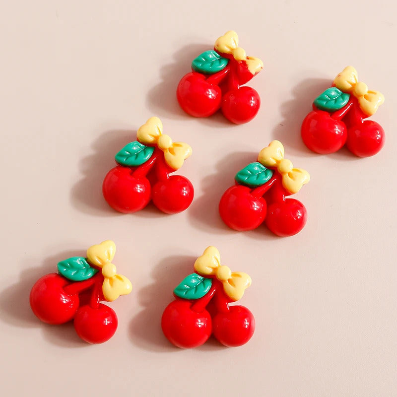 10pcs Mix Cute Mini Fruit Charms Pear Cherry Pineapple Peach Avocado Flat Back Resin Cabochons Scrapbook DIY Jewelry Accessories