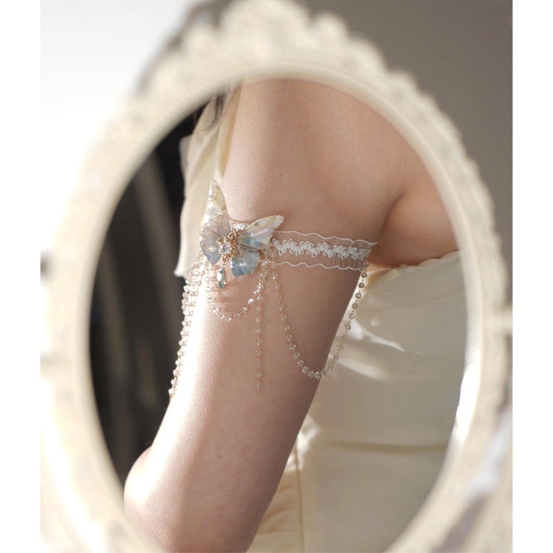 Pure Desire Lace Butterfly Tassel Arm Ring Niche Design Ins Style Leg Chain Bracelet Exquisite Body Chain New Hand Jewelry