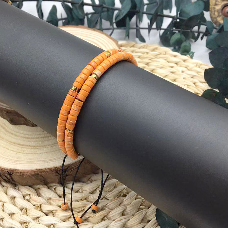 Adjustable Natural Stone Spacer Beads Woven Bracelet Size Fashion Women's Handstring Woven Handstring