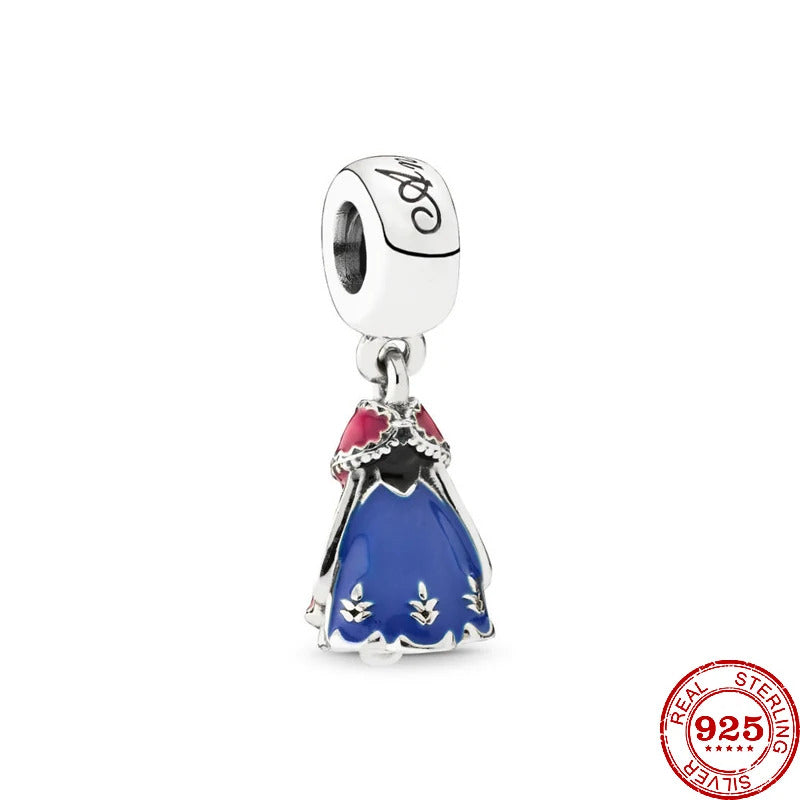 2024 Hot Sale 925 Silver Mermaid Princess Dress Charms DIY Dangle Beads Fit Original Pendant Bracelet Necklace Fashion Jewelry