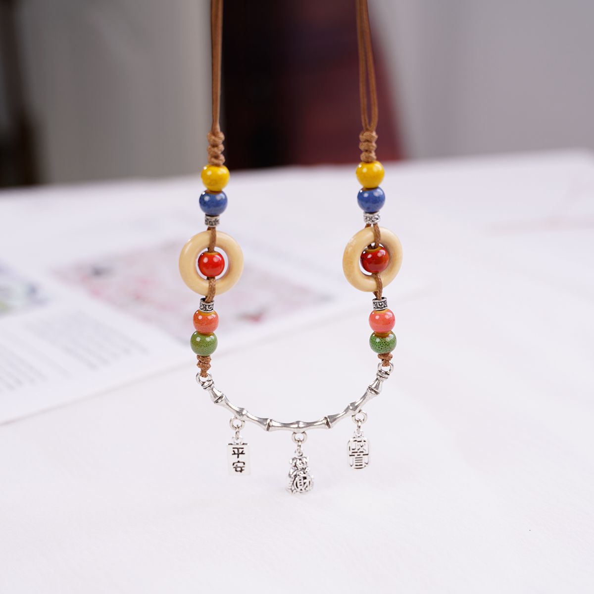 Jingdezhen Ceramic Necklace Women's Light Luxury Niche Autumn and Winter Sweater Necklace