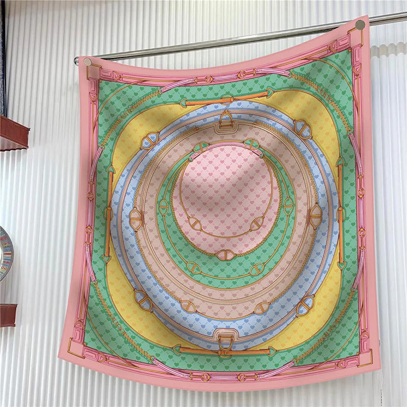 New Year Gift 90cm Large Square Scarf Scarf Women'S Scarves Spring And Autumn Style Fashion Shawl European American Twill Print