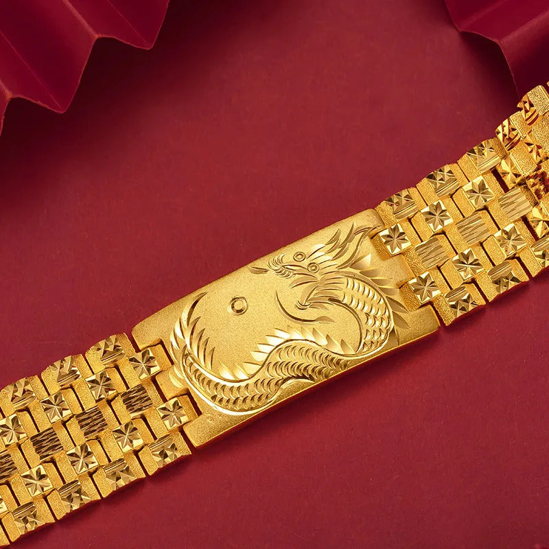 9999 24K  real gold store, same style gold bracelet for men and women, powerful and exquisite jewelry