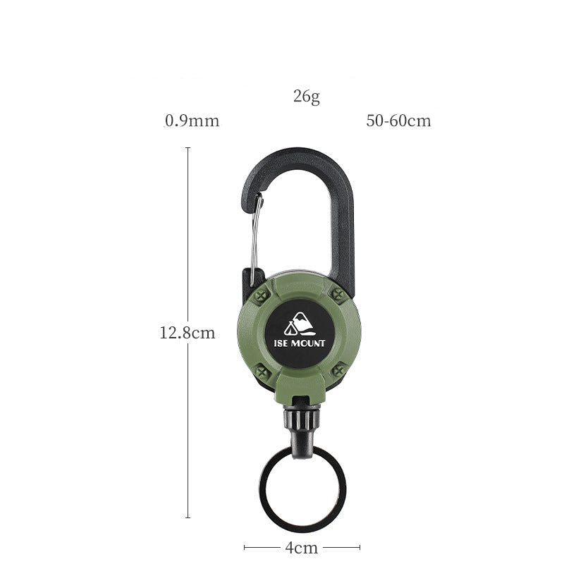 Outdoor Tactics Can Buckle Retractable Buckle Steel Wire Rope Multi-Functional Keychain Camping High Rebound Anti-Separation Rope Pull Peels