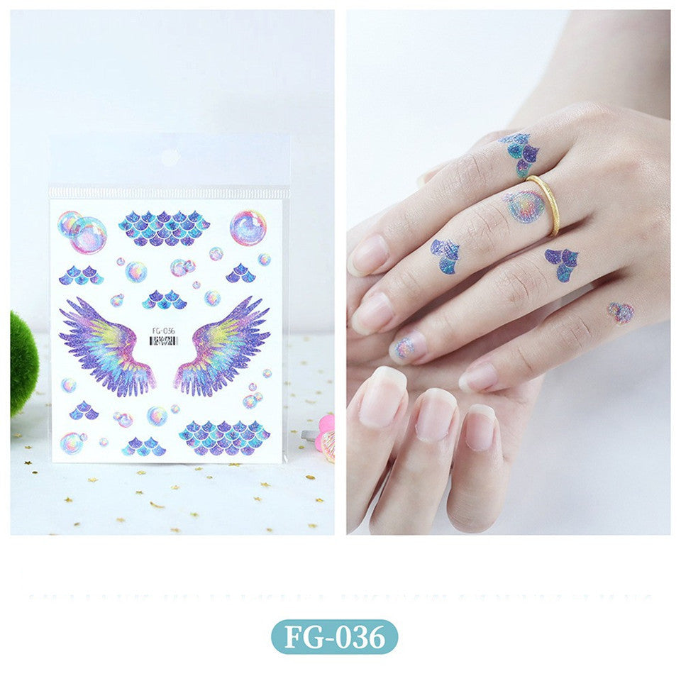 Glitter Gradient Butterfly Wing Tattoo Eye Corner Face Stickers Children's Eye Makeup DIY Stickers Fish Scale Performance Catwalk