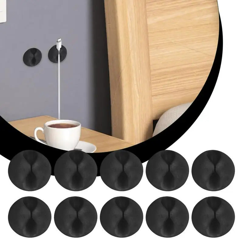 10pcs Mini Adhesive Cable Winder Organizer USB Charging Cable Clip Silicone Charger Cable Holder for Home, Office, Car, Desk