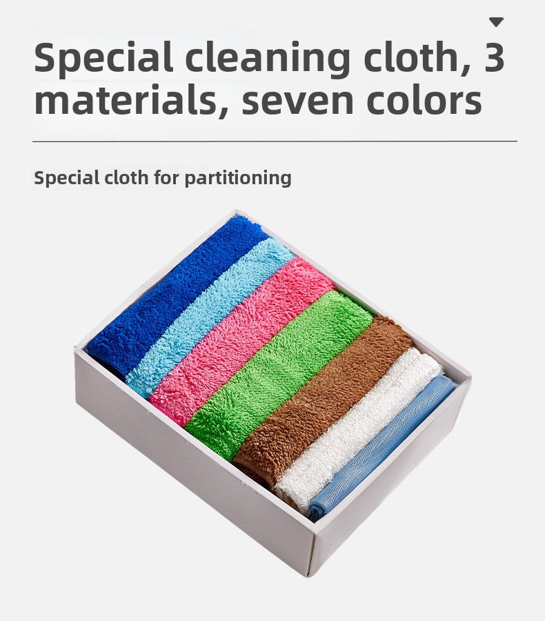 Seven Colors Cleaning Cloth Household Cleaning Absorbent Non-Shedding Thickened Special Towel for Glass Wiping Bamboo Fiber Dishwashing Cloth
