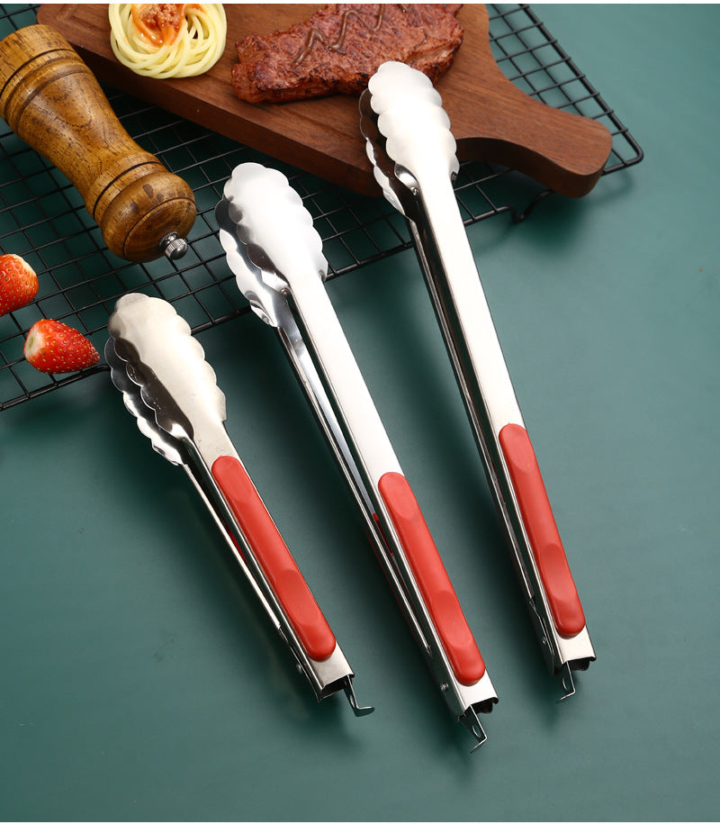 Stainless Steel Food Tongs Thickened Anti-scald Kitchen Tools Wholesale Buffet Bread Tongs BBQ Steak Food Tongs