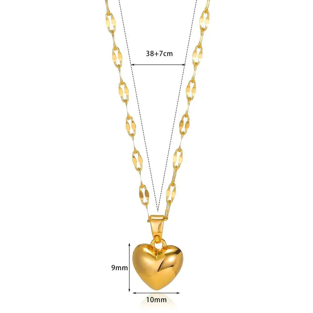 Stainless Steel Love Heart Necklace For Women 2025 New Trendy Lip Chain Simple Pendant Necklace Jewelry Gift Wholesalers