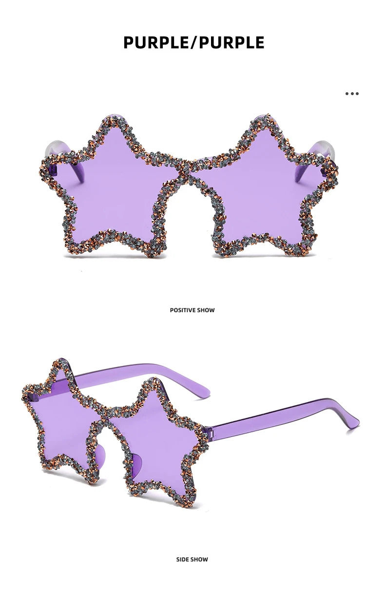 Luxury Diamond Star Shape Sunglasses Women Trends Rhinestone Shiny Sun Glasses Ladies Punk Rimless Style Eyewear gafas de sol