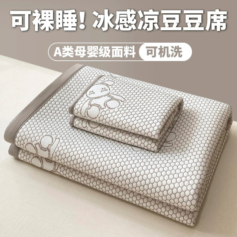 New Ice Bean Summer Mat for Bed  Air-Permeable Sleeping Naked Cooling Mat Adult Child Coolness Soft Bed Mat Cool Down Bed Pad