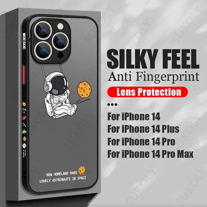 Astronaut Acrylic Phone Case For iPhone 16 13 14 Pro 15 16 Max 12 Pro Max 11 14 15 Plus Shockproof Matte Cartoon Hard Back Cover