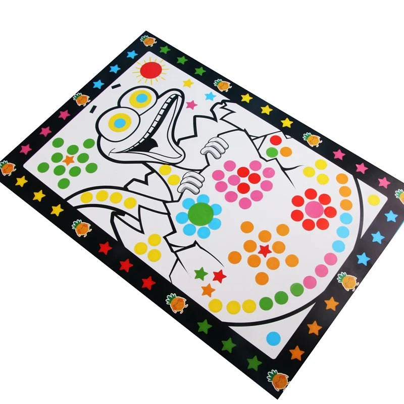 10 Sheets/Lot Funny Puzzle Dot Stickers For Kids Cute Cartoon Animal Drawing Mosaic Sticker Children Early Educational Patience