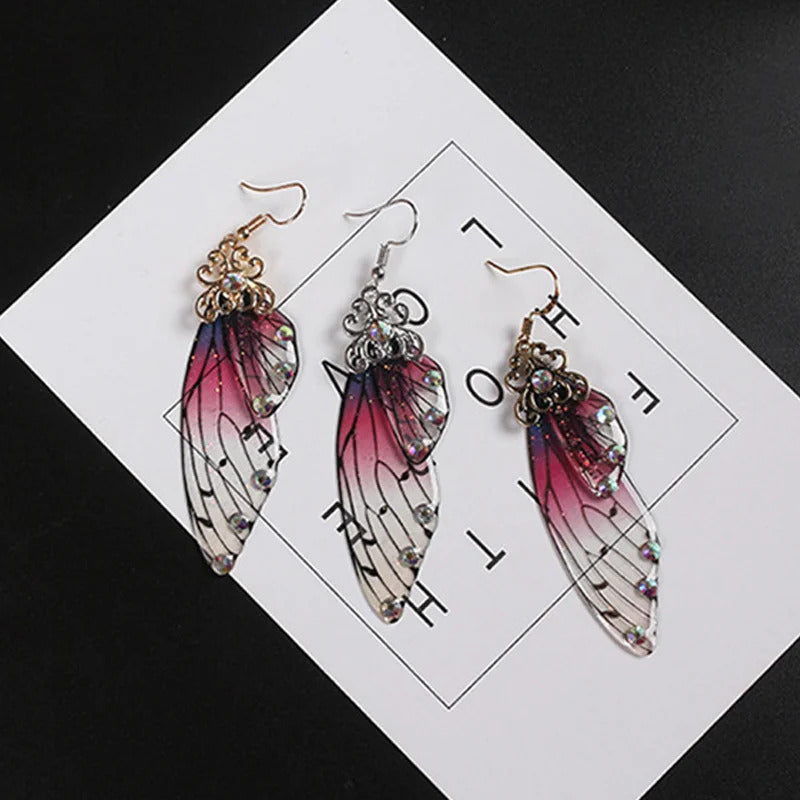 New Demon Slayer Butterfly Wing Earrings Kimetsu no Yaiba Kochou Shinobu Earring Ear Clip Anime Cosplay Props Women Girl Jewelry