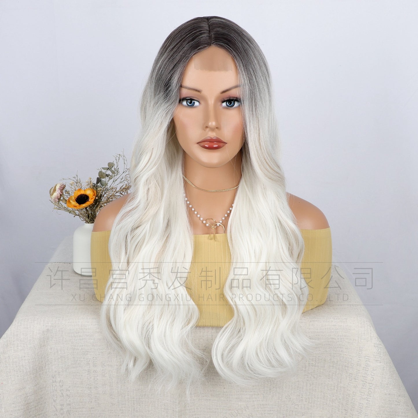 Lace Front Wig for Women, Middle Part, Small Lace, Highlighted Long Curly Synthetic Wig, Export Wigs