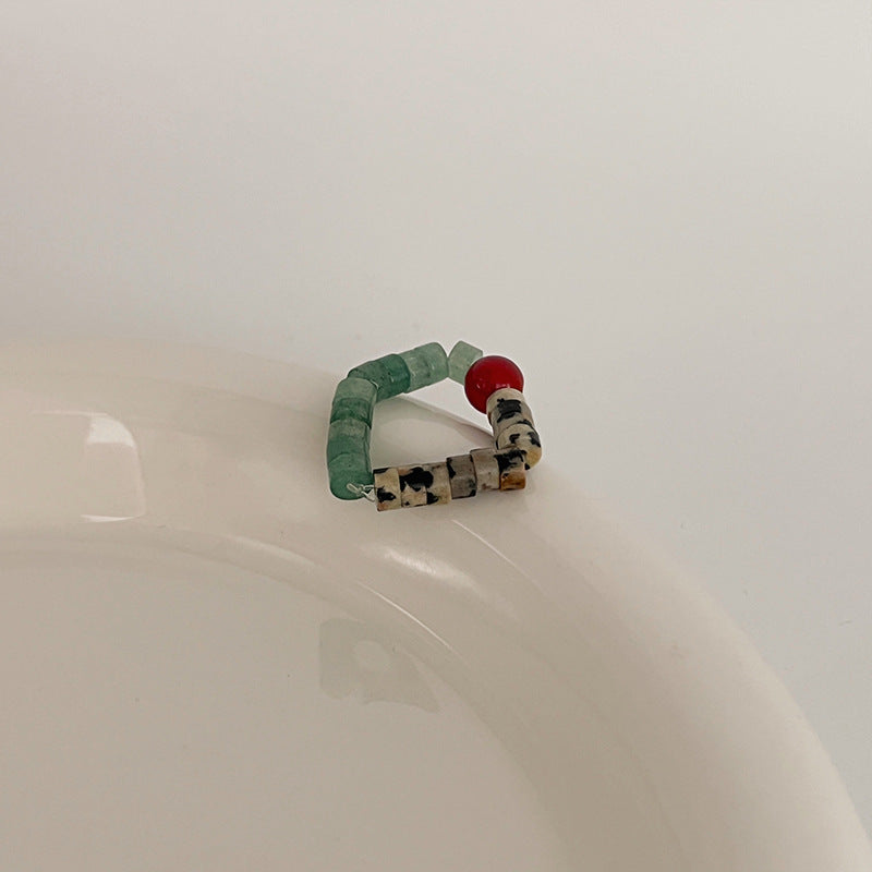 Color Crystal Beaded Ring Niche Design High-grade Finger Ring Light Luxury Elegant All-match Ring Accessories