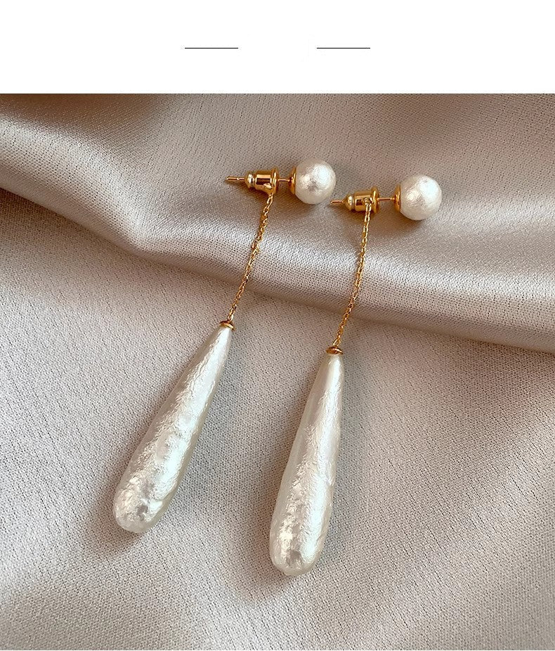 Chinese Retro Elegant New Fashion Silver Needle Earrings Tassel Dress Cotton Bead Long Earrings