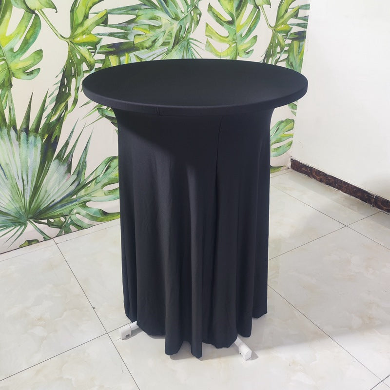 Elastic Tablecloth Cocktail Skirt Table Cover Banquet High Bar Round Elastic Cover