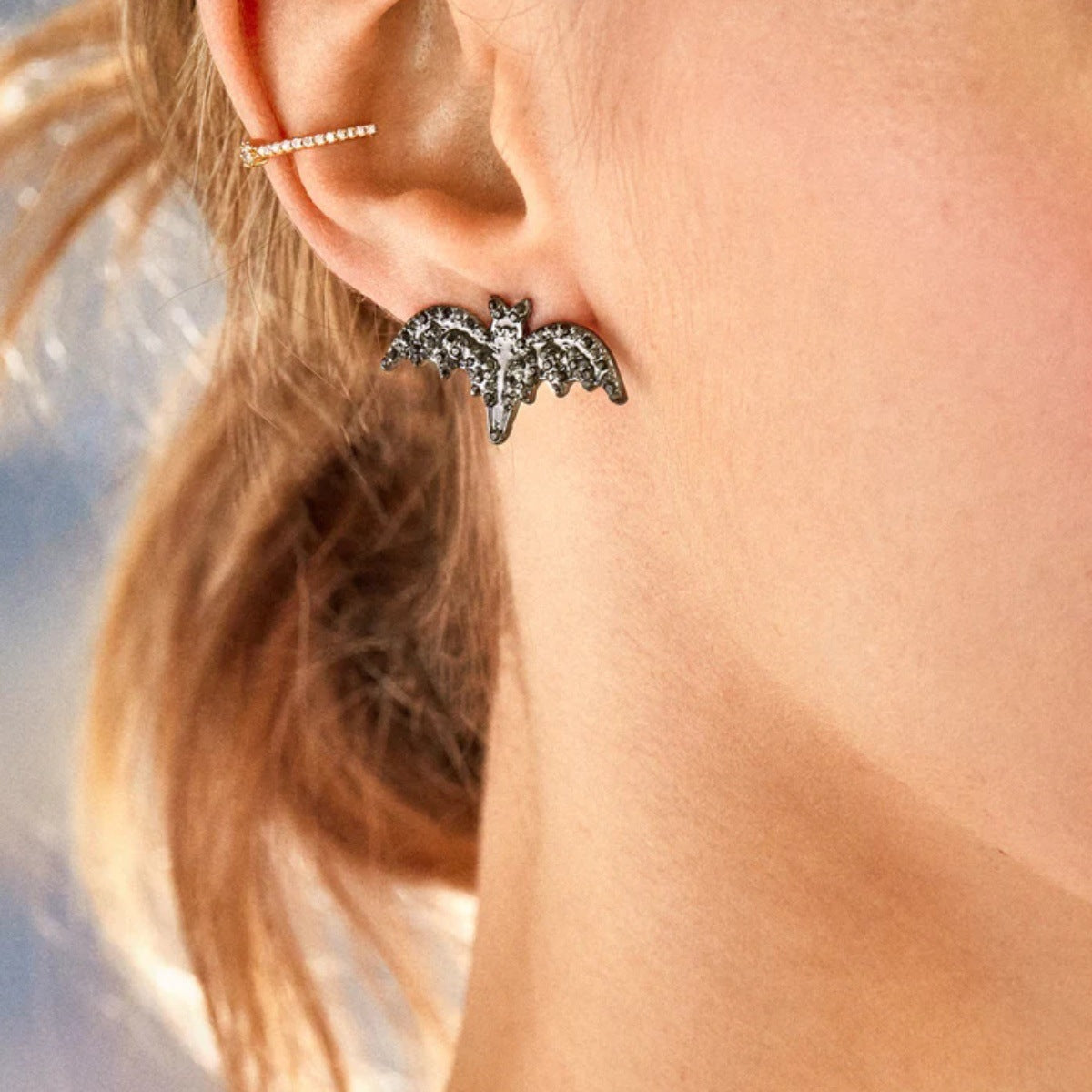 Halloween Quirky Accessories Crystal Inlaid Skull Earrings Oil Drop Witch Earrings Pumpkin Head Bat Earrings