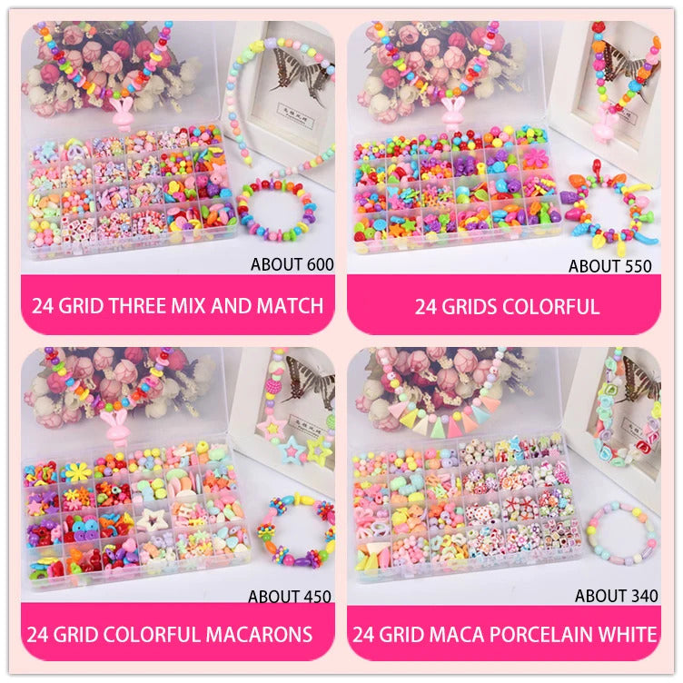 DIY Handmade Beaded Children's Toys Creative Loose Spacer Beads Making Bracelet Necklace 24 Grid Girl Jewelry Set Girl Toy Gift