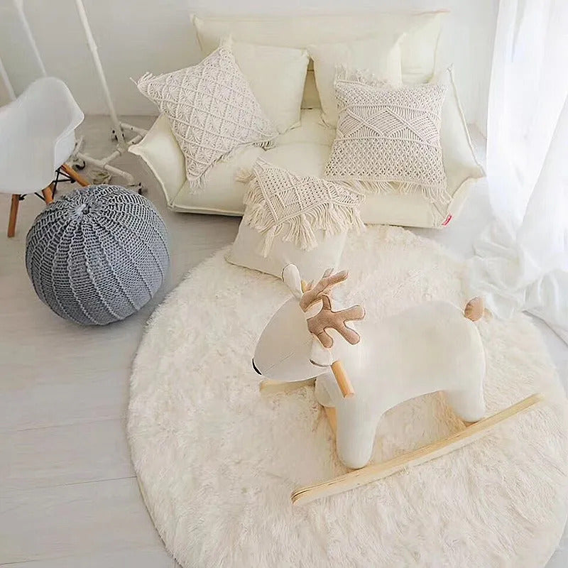 Plush Rugs Round Carpet For Living Room Sofa Foot Pad Fluffy Soft Kids Bedroom Cushion Balcony Hanging Basket Mat