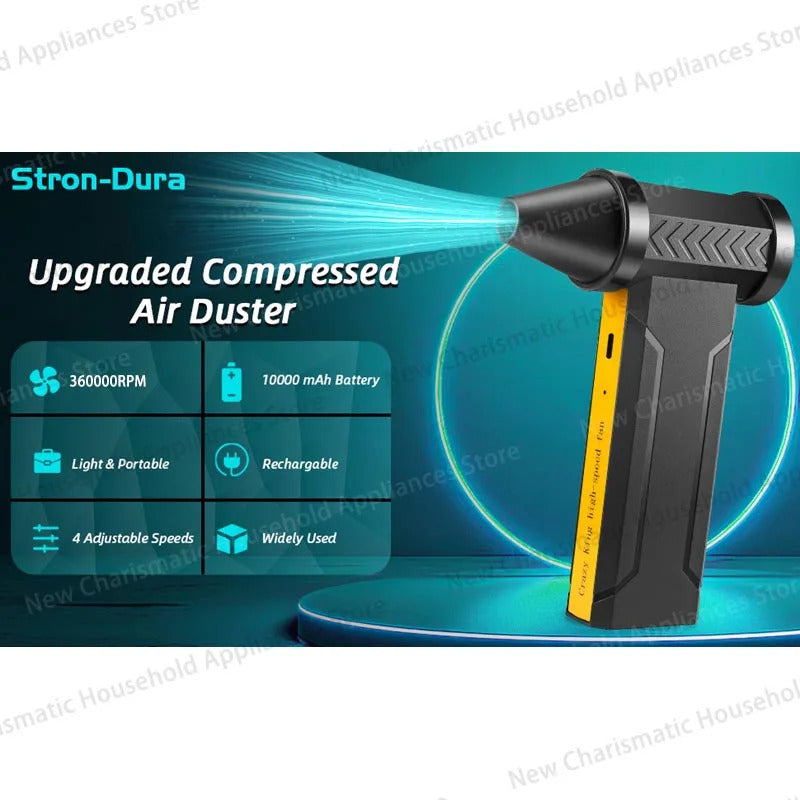 New 360000RPM Electric Air Blower Turbo Jet Fan Brushless Motor High-Speed Turbo Violent Fan USB Charge Powerful Dust Blower