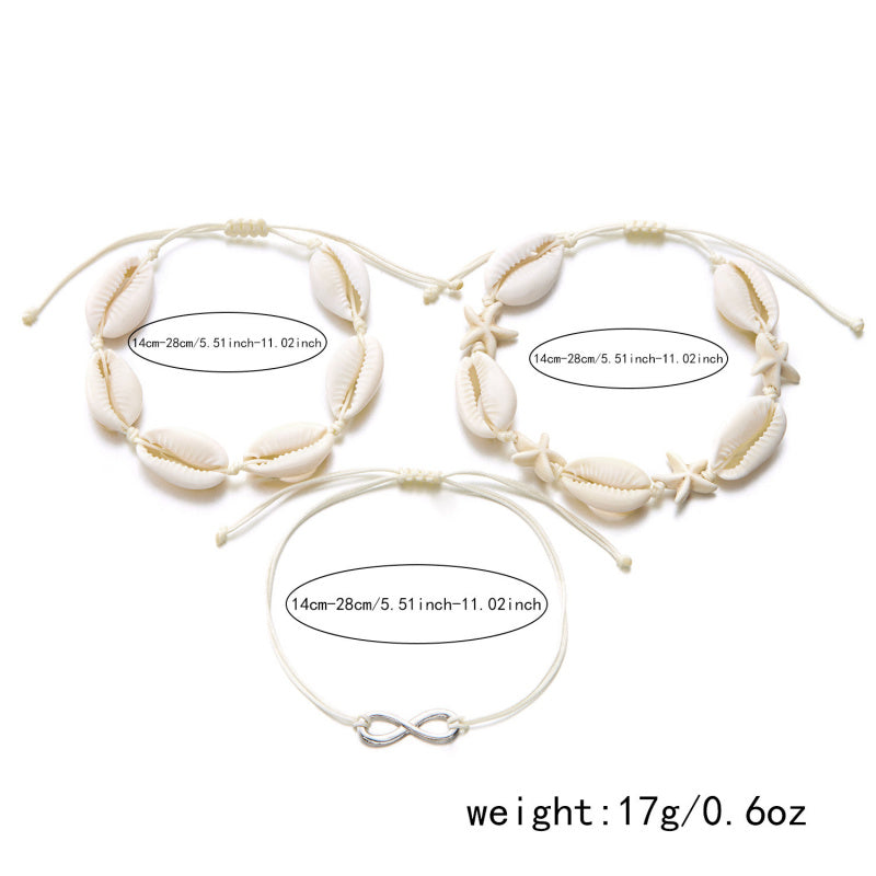 Bohemian Style Beach Vacation Conch Starfish Turtle Seed Bead Bracelet for Women