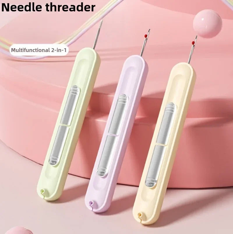 2 In 1 Needle Threader and Seam Ripper Tool Multifunctional Sewing Thread Remover Cross Stitch Crafting Accessories Easy Use
