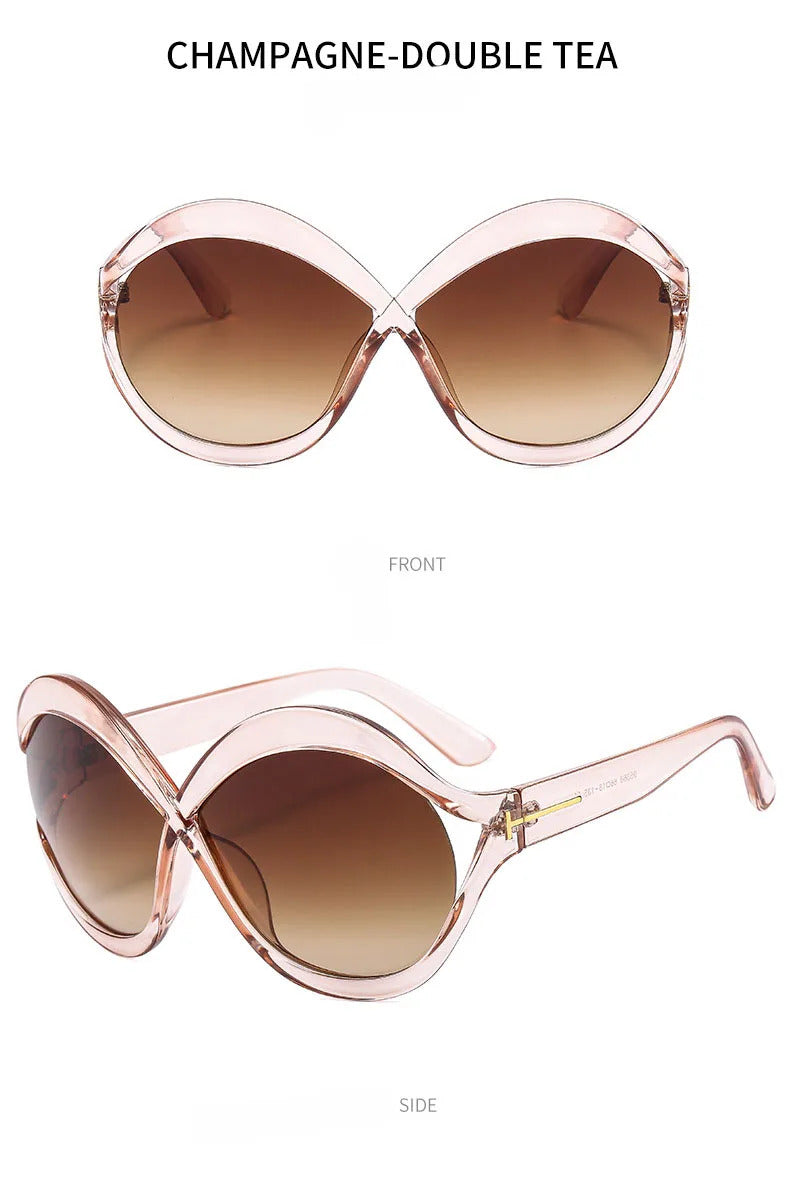 Luxury Oversized Round Sunglasses Goggle New Brand Designer Women Sun Glasses Trends Punk Shades Eyewear Eyeglasses Oculos