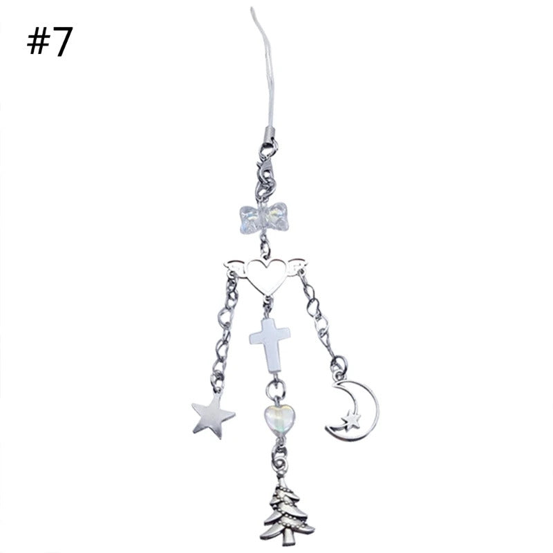 Stylish Phone Strap Trendy Phone Charm Portable Beaded Phone Chain Alloy Material Beads Phone Pendant for Girl and Women