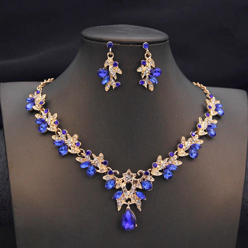 Elegant Butterfly Opal Green Bridal Jewelry Sets for Women Earring Necklace Set Wedding Dress Jewelry Sets 3 Pcs Gifts