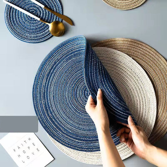 Placemat Woven Coaster Heat Insulation Mat Ins Feng Shui Kettle Mat Household Anti-scalding Dish Plate Bowl Mat Western Dining Table Mat