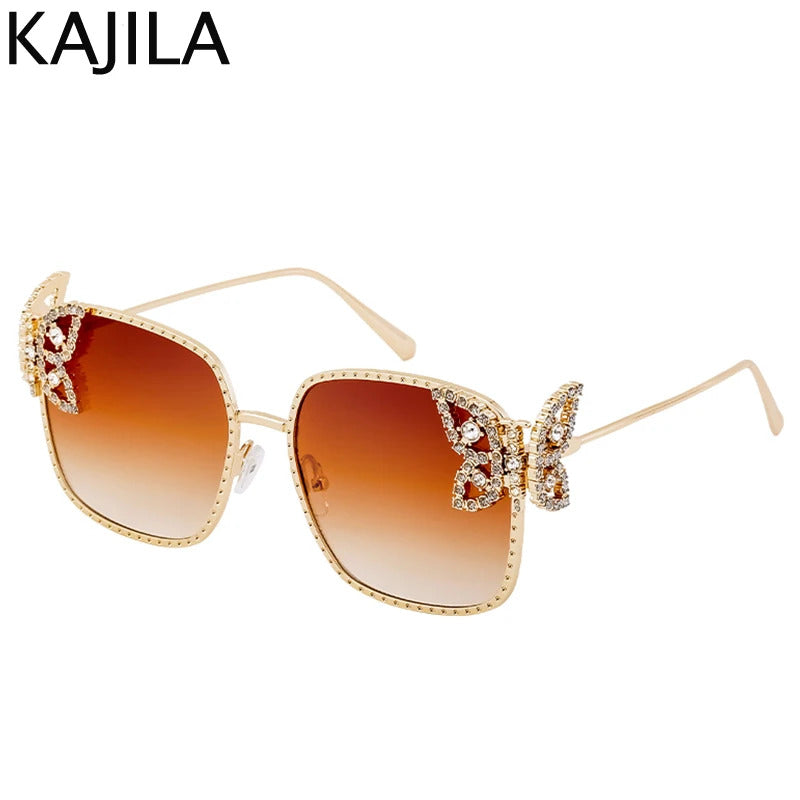 Oversized Square Sunglasses Women Rhinestone Butterfly Frame Sun Glasses 2025 Luxury Brand UV400 Protection Eyewear For Ladies