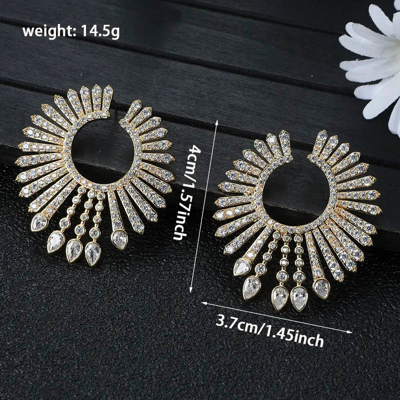 Luxury Women's Geometric Waterdrop Cube Zircon Dubai Bridal Banquet Earrings Jewelry Accessories E1618