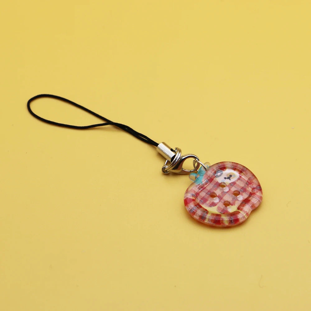 Clear Apple Keychain Phone Charms Printed Design Pendants INS Style Bag Phone Case Accessories for Friends Couples