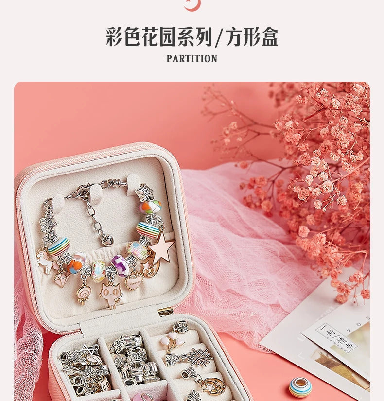 DIY Beaded Bracelet Set with Storage Box for Girls Gift Acrylic European Large Hole Beads Handmade Diy Jewelry Making Kit