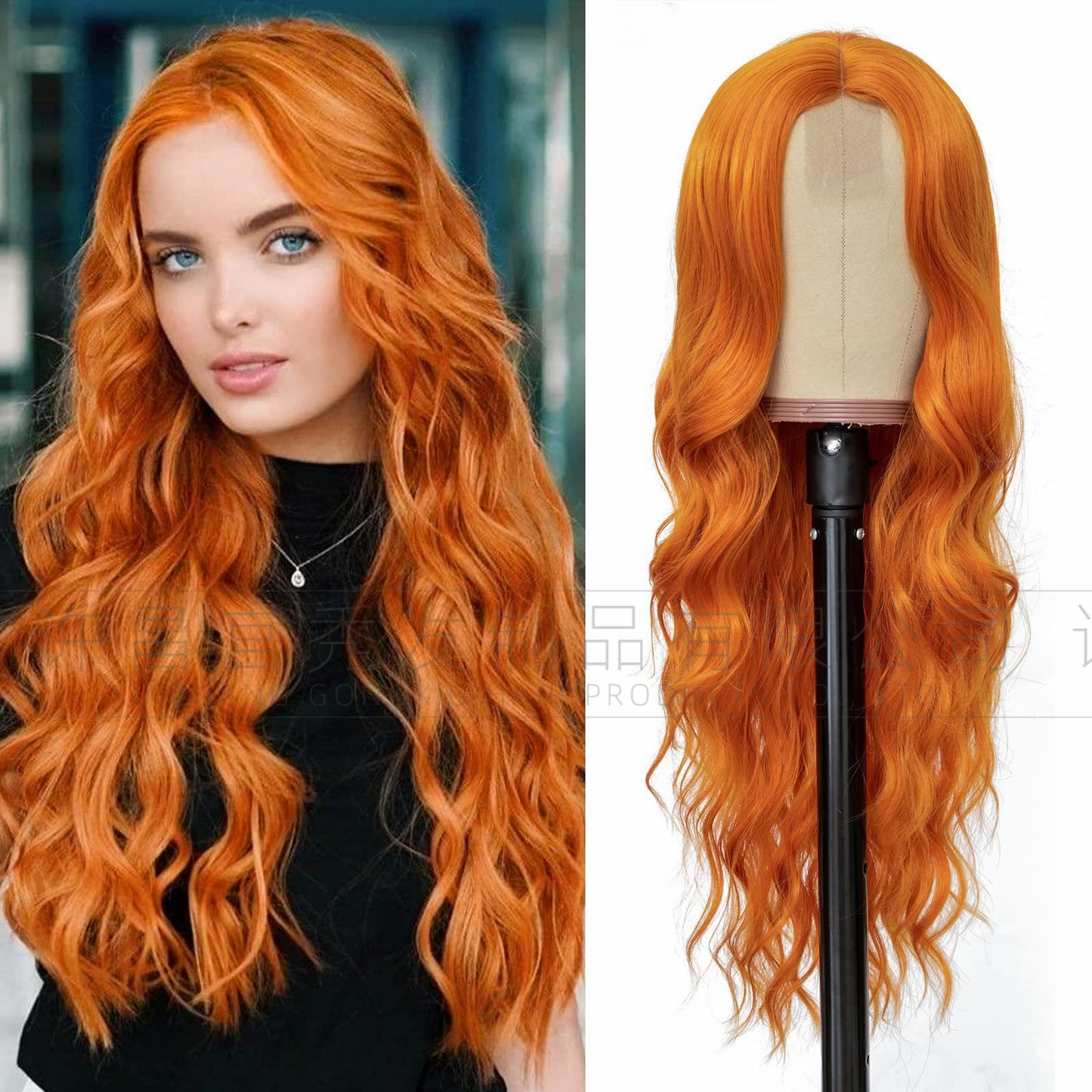 Lace Front Wig for Women, Middle Part, Small Lace, Highlighted Long Curly Synthetic Wig, Export Wigs